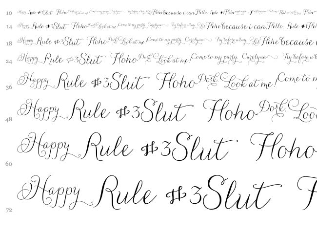 Carolyna Words font waterfall